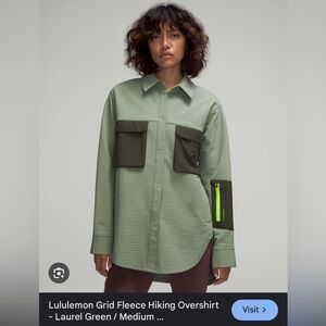 lululemon Grid Fleece Overshirt Laurel Green Size 16
